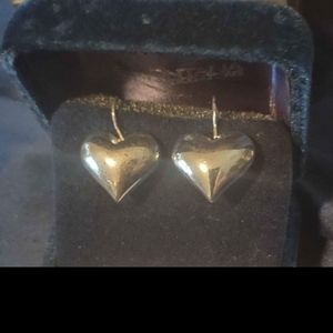 Silver Puff Heart Earrings